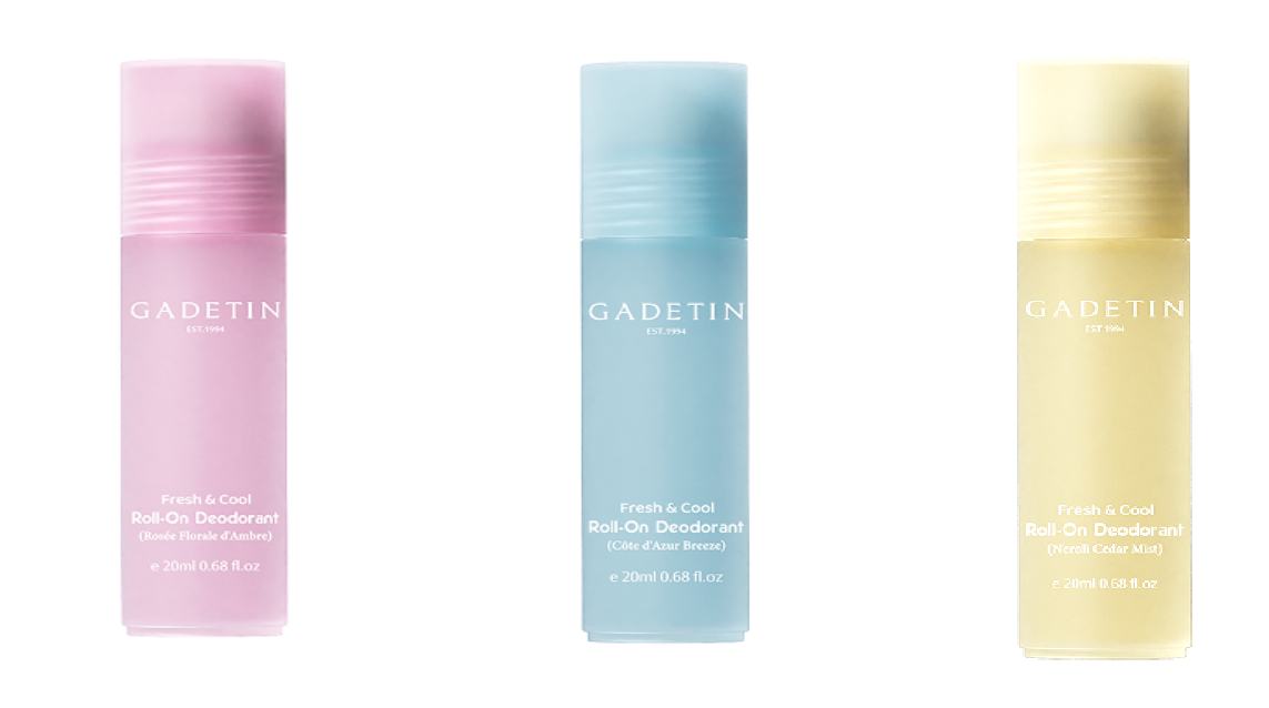 Roll-on packaging options in pink, blue and yellow showing different stock packaging choices